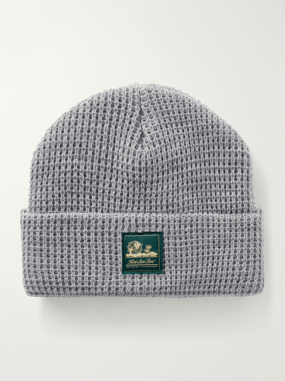Aimé Leon Dore - Logo-Appliquéd Waffle-Knit Beanie - Gray
