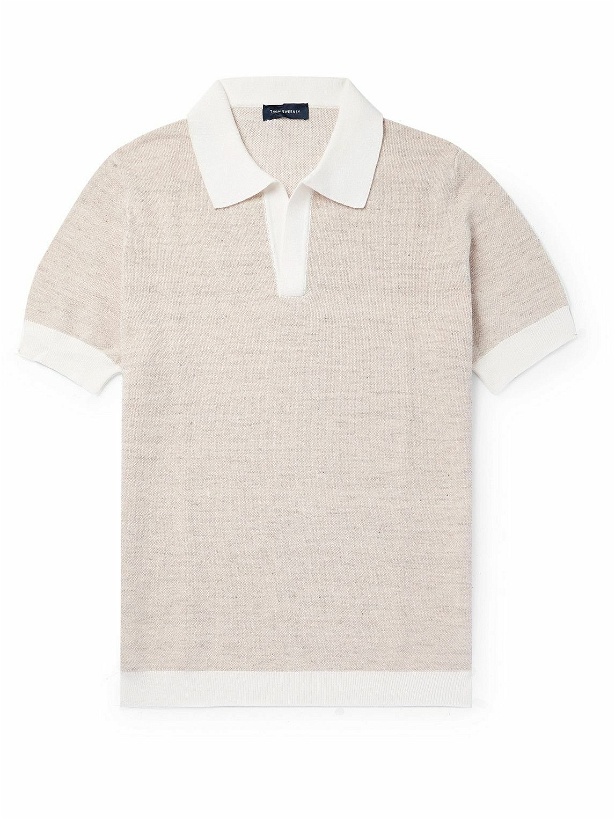 Photo: Thom Sweeney - Cotton and Linen-Blend Piqué Polo Shirt - Neutrals