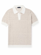 Thom Sweeney - Cotton and Linen-Blend Piqué Polo Shirt - Neutrals