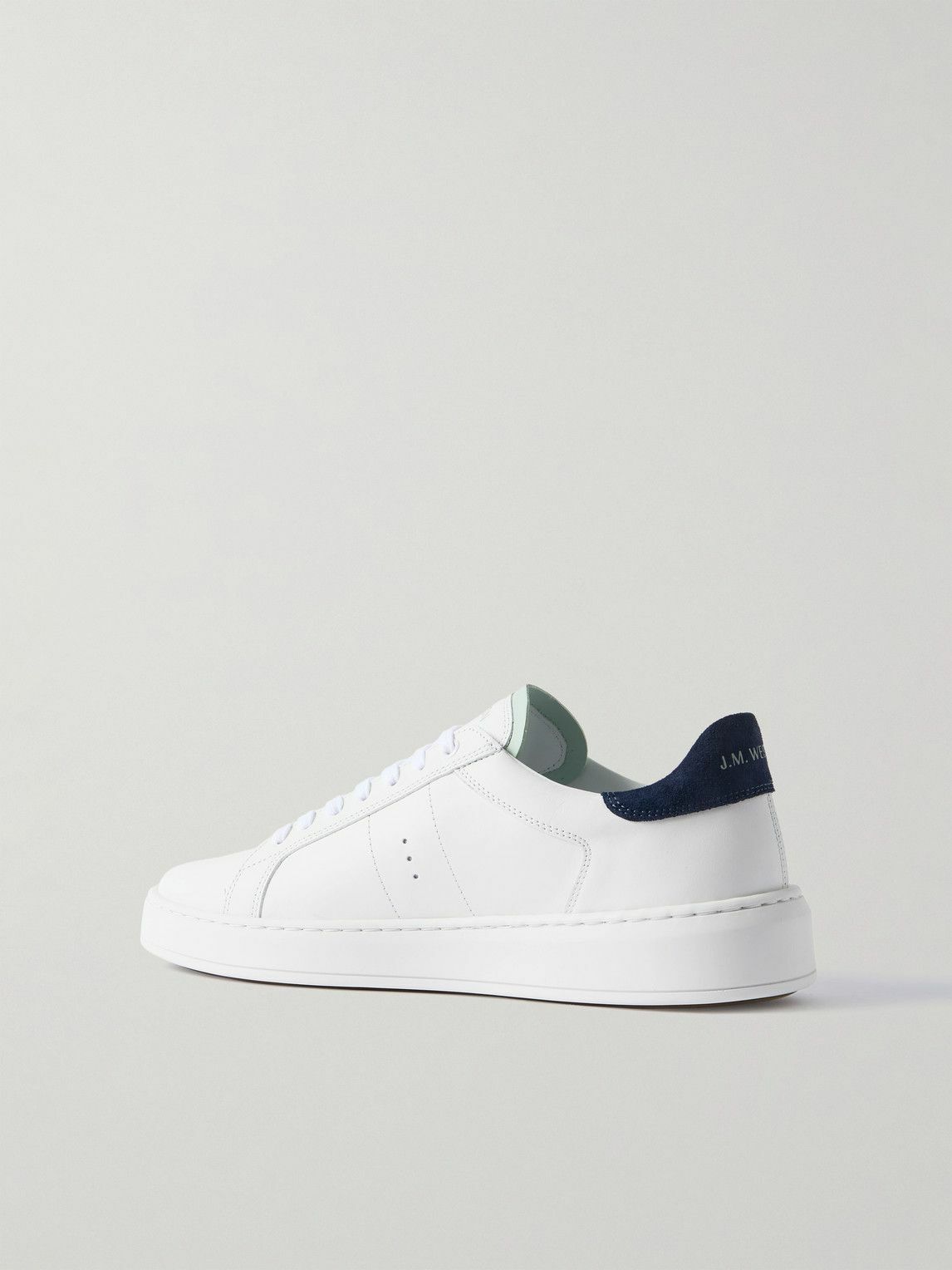 J.M. Weston - On Time Suede-Trimmed Leather Sneakers - White