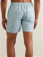 Frescobol Carioca - Classic Slim-Fit Mid-Length Printed Recycled Swim Shorts - Blue