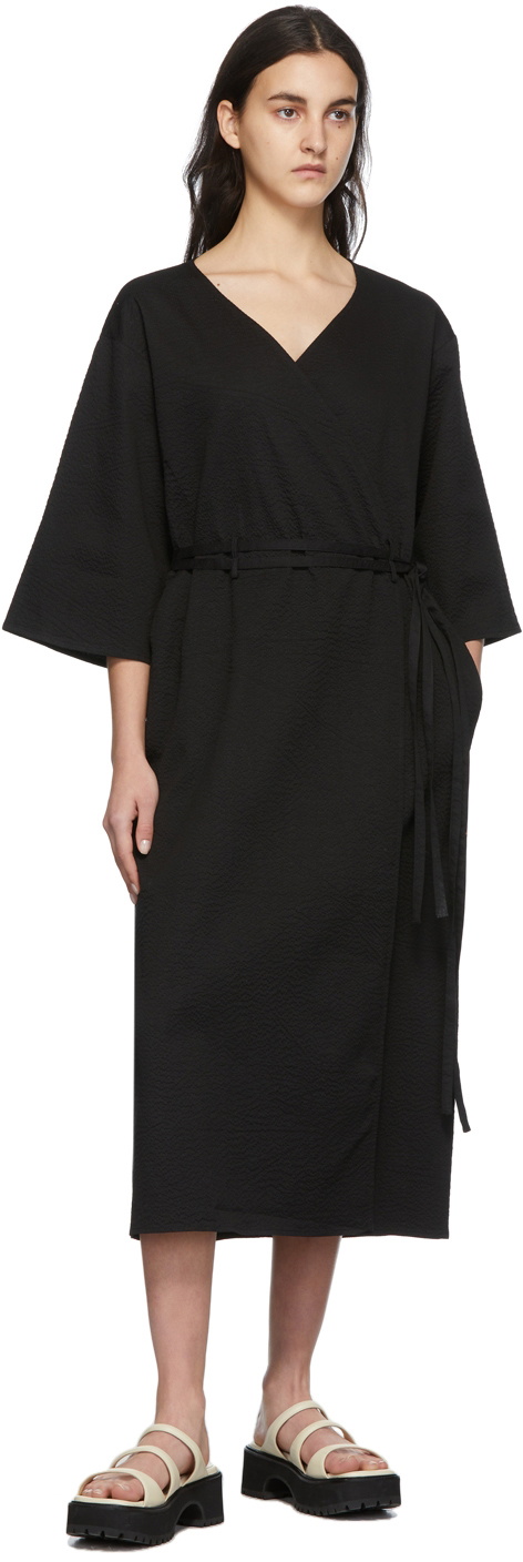 Missing You Already Black Cloqué Wrapped Dress