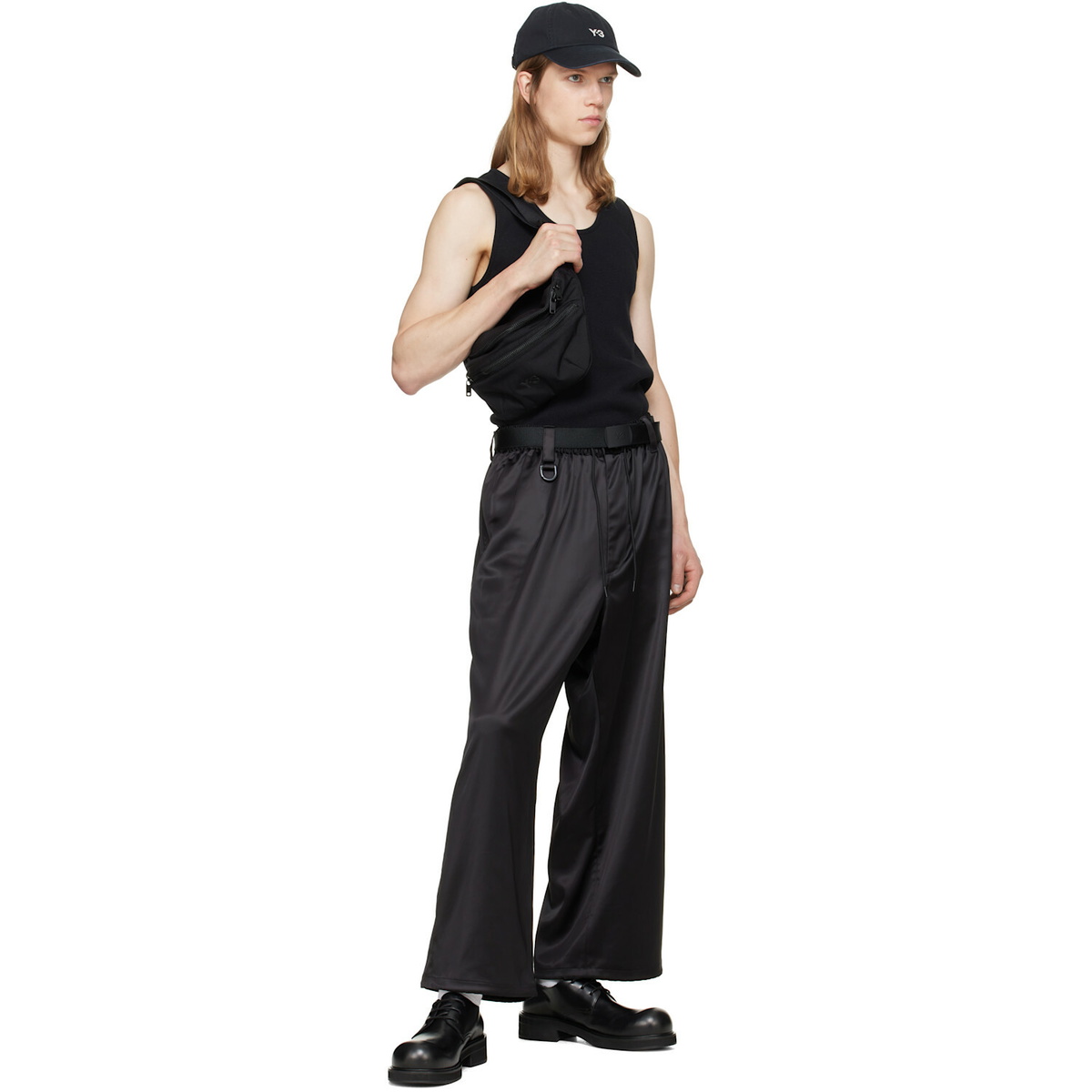Y-3 Black Satin Gradient 3-Stripes Track Pants