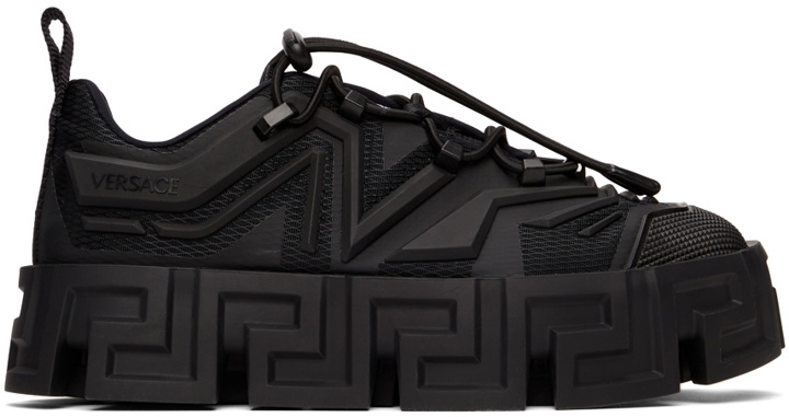 Photo: Versace Black Greca Labyrinth Lace-Up Shoes