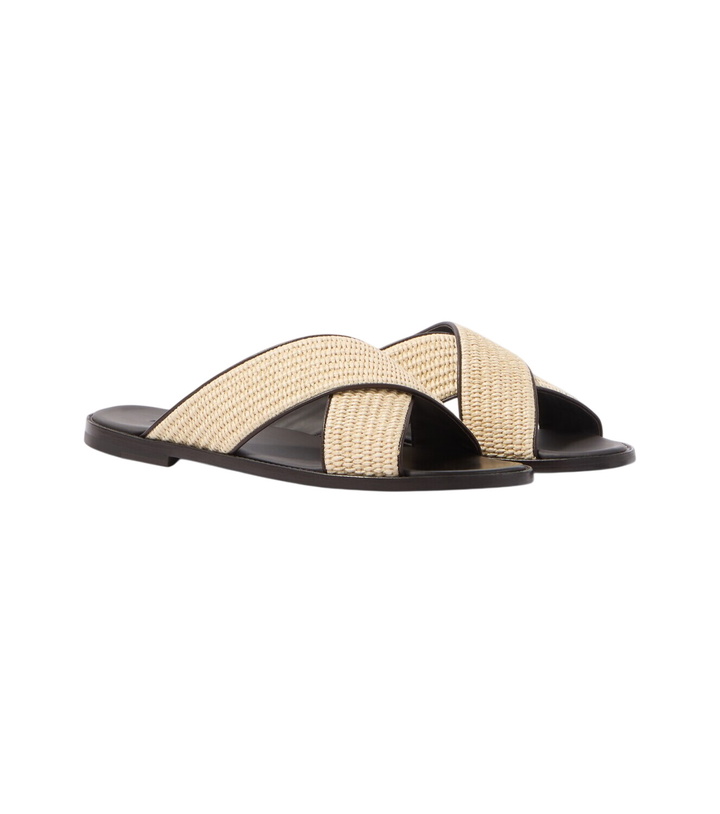 Photo: Manolo Blahnik Otawi leather-trimmed raffia sandals