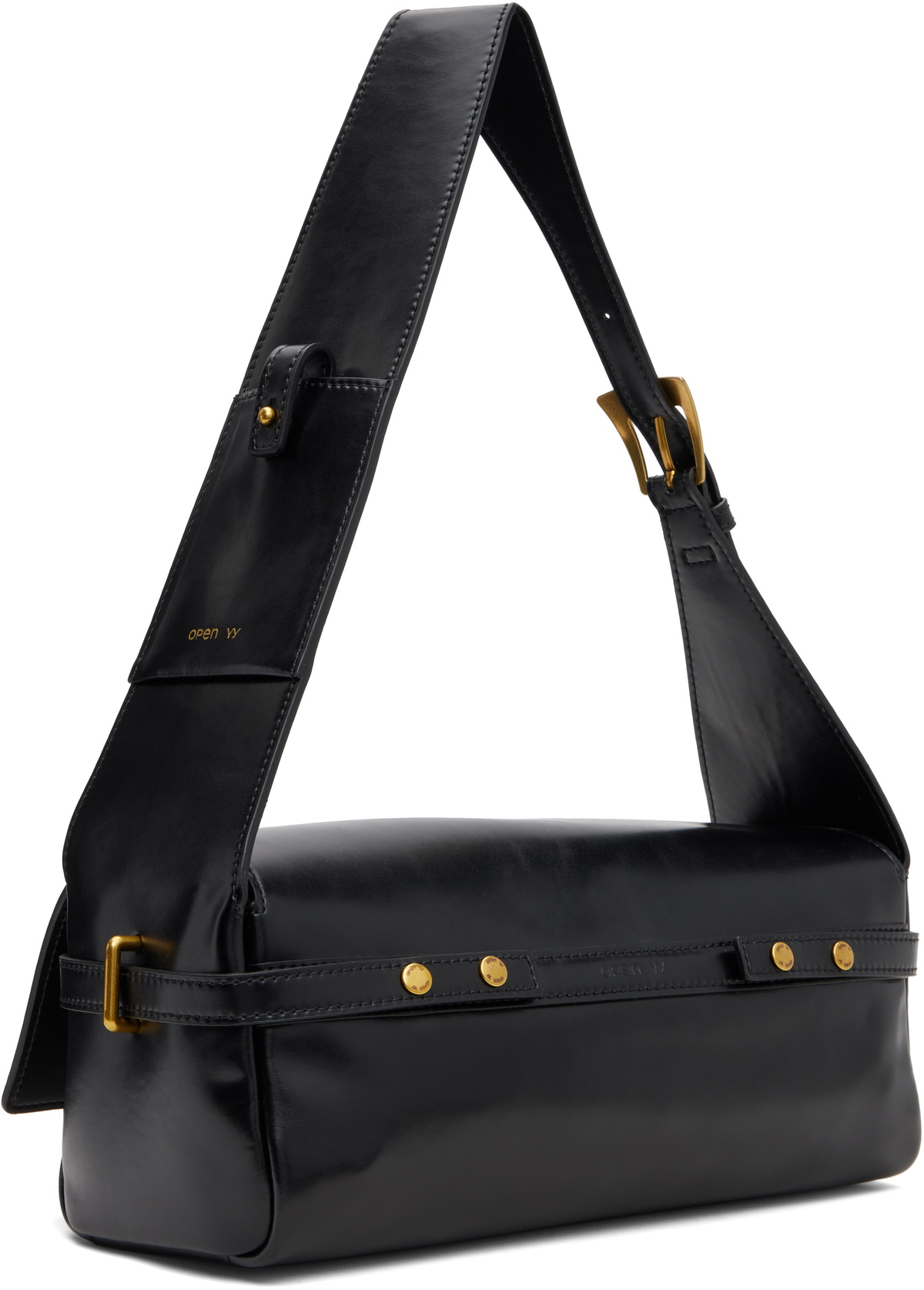 OPEN YY Black Leather Belting Duffle Bag