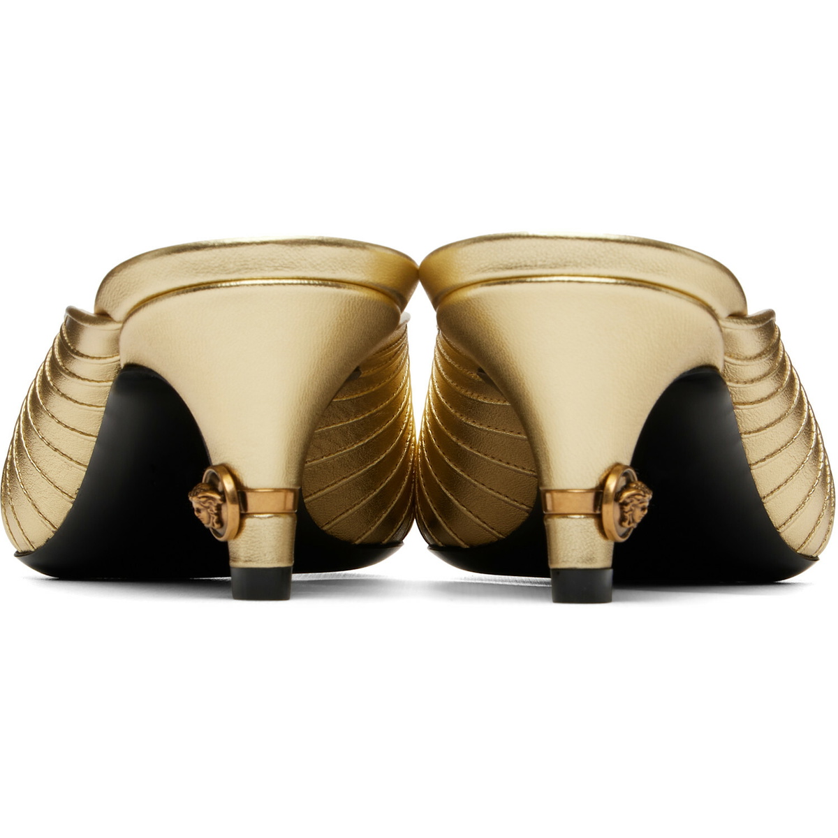 Versace Gold Gianni Metallic Nappa Mule Heels