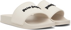 Palm Angels Beige New Logo Pool Slides