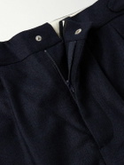 BODE - Snowdrop Straight-Leg Appliquéd Herringbone Wool-Blend Trousers - Blue