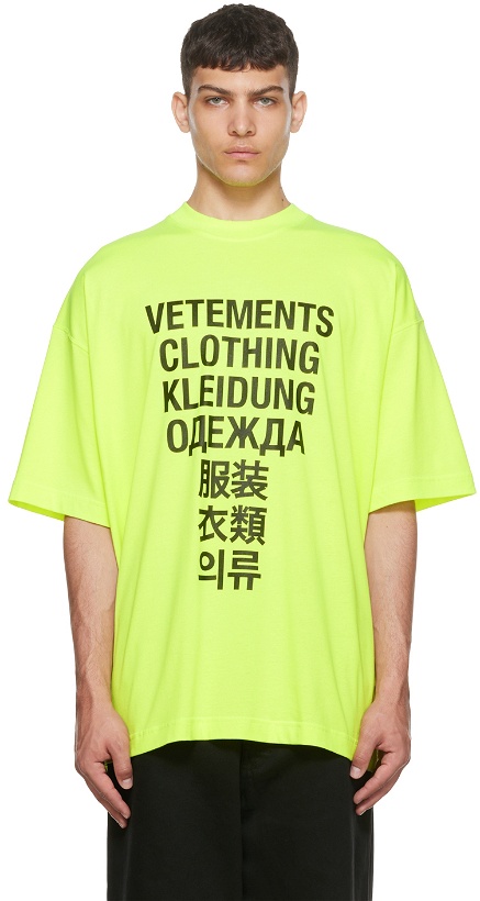 Photo: VETEMENTS Yellow 'Vetements Translation' T-Shirt
