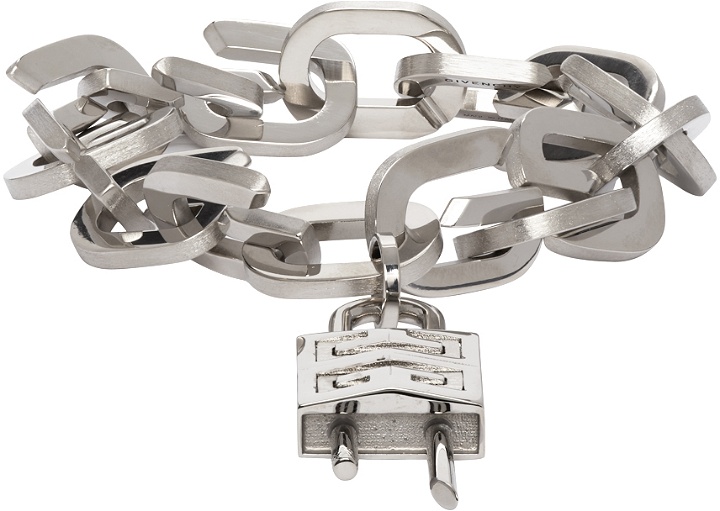 Photo: Givenchy Silver G Link Padlock Bracelet