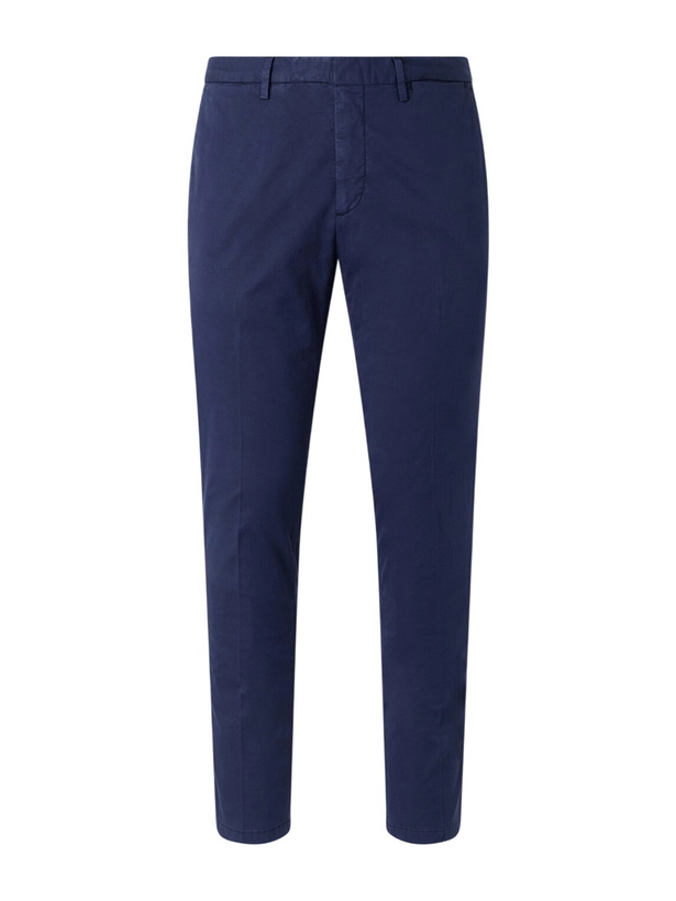 Photo: Boglioli - Tapered Cotton-Blend Trousers - Blue