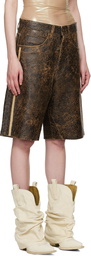 GUESS USA Brown Low-Rise Leather Shorts