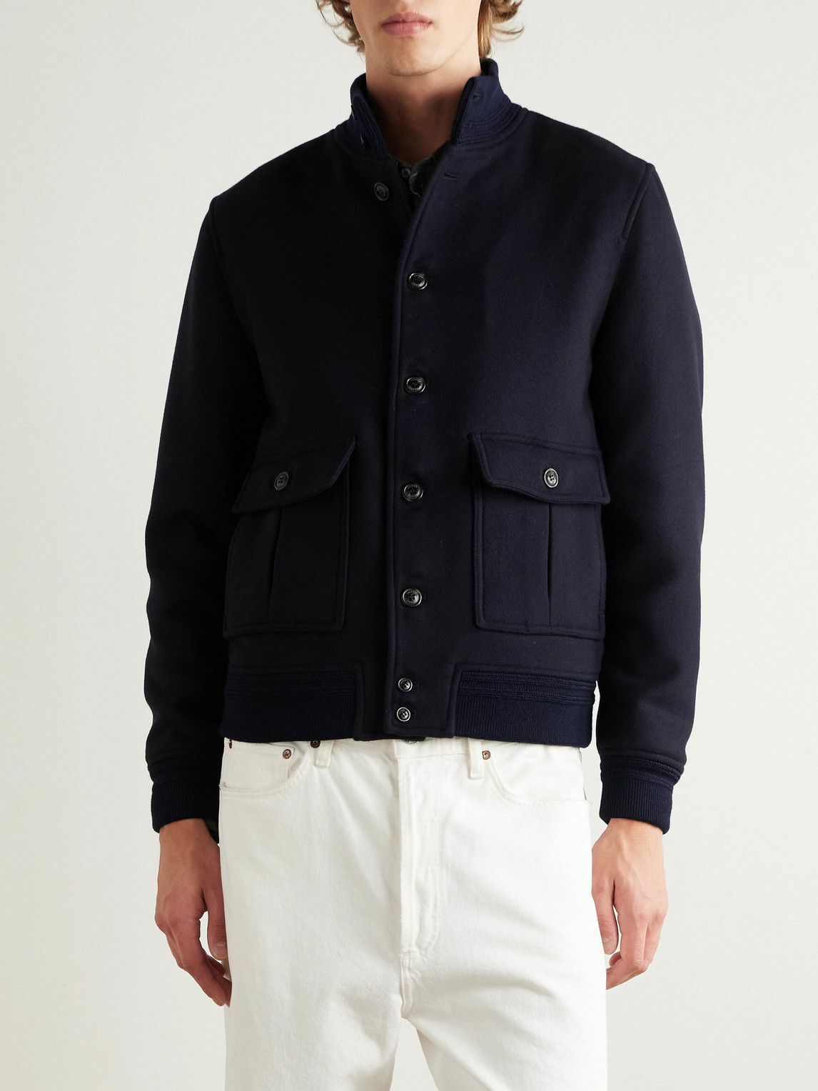 Valstar - Virgin Wool Bomber Jacket - Blue