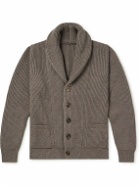 Anderson & Sheppard - Shawl-Collar Ribbed Wool and Cashmere-Blend Cardigan - Neutrals