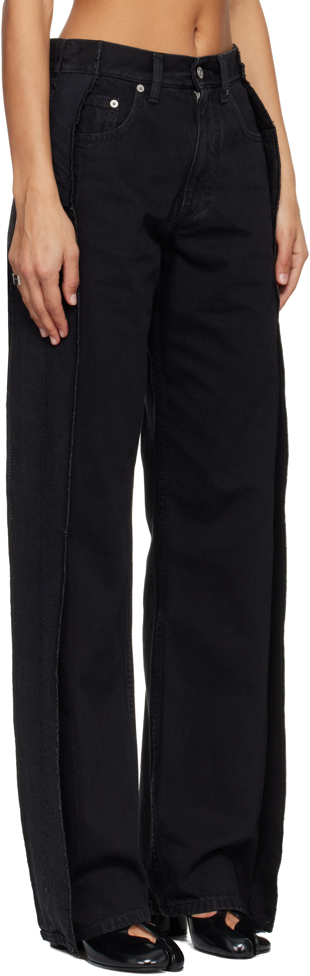 MM6 Black Cotton Straight-Leg Jeans