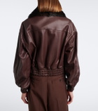 Nour Hammour Shearling-trimmed leather blouson jacket