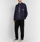 Billionaire Boys Club - Button-Down Collar Logo-Appliquéd Checked Wool-Blend Flannel Overshirt - Blue