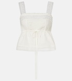Ganni Lace-trimmed ruffled cotton crop top