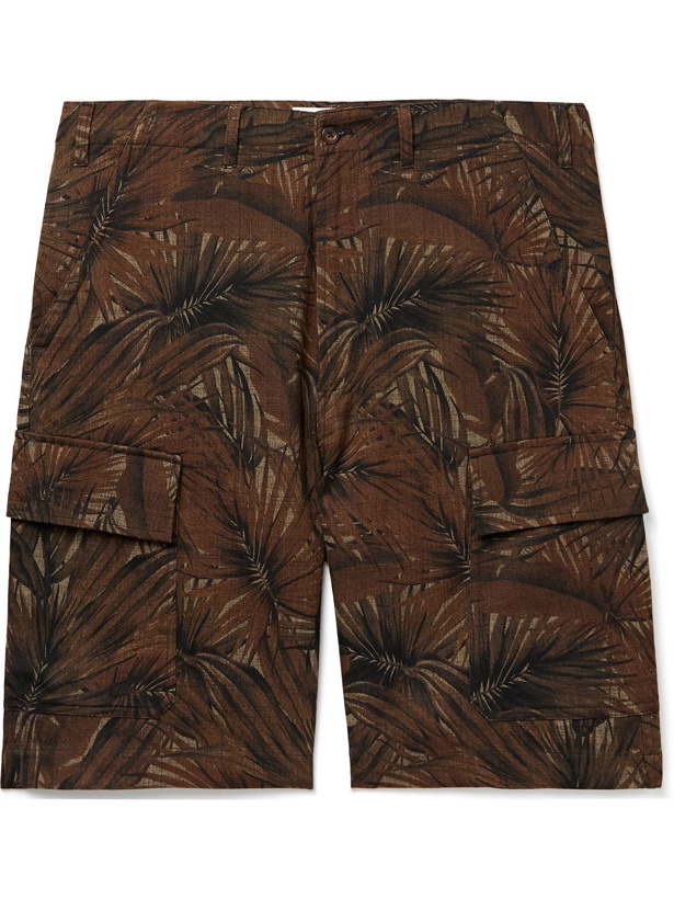 Photo: UNIVERSAL WORKS - Printed Textured-Cotton Cargo Shorts - Brown