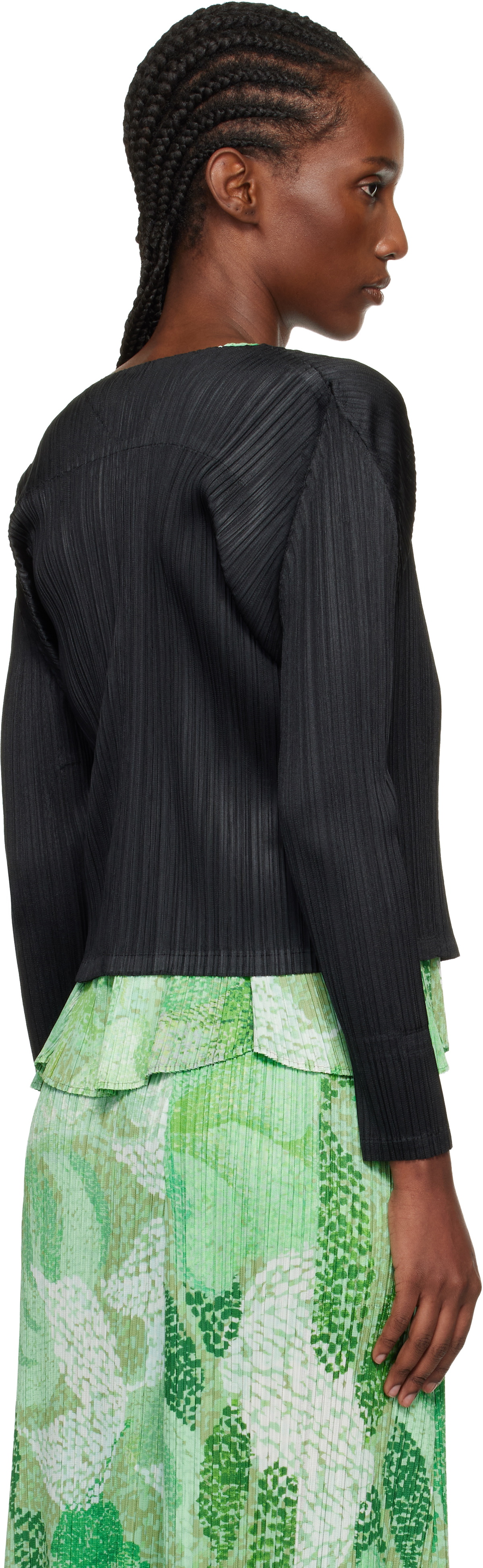 PLEATS PLEASE ISSEY MIYAKE Black Facade Cardigan