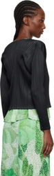 PLEATS PLEASE ISSEY MIYAKE Black Facade Cardigan