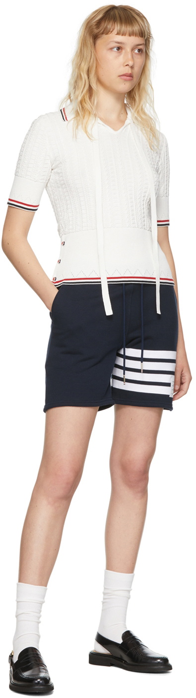 Thom Browne Navy Cotton 4-Bar Shorts