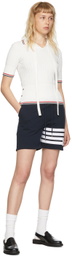 Thom Browne Navy Cotton 4-Bar Shorts