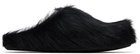 Marni Black Long Hair Calfskin Fussbett Sabot Loafers