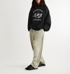 BALENCIAGA - Distressed Logo-Print Fleece-Back Cotton-Jersey Sweatshirt - Black