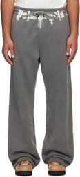 Palm Angels Gray Waist Logo Sweatpants