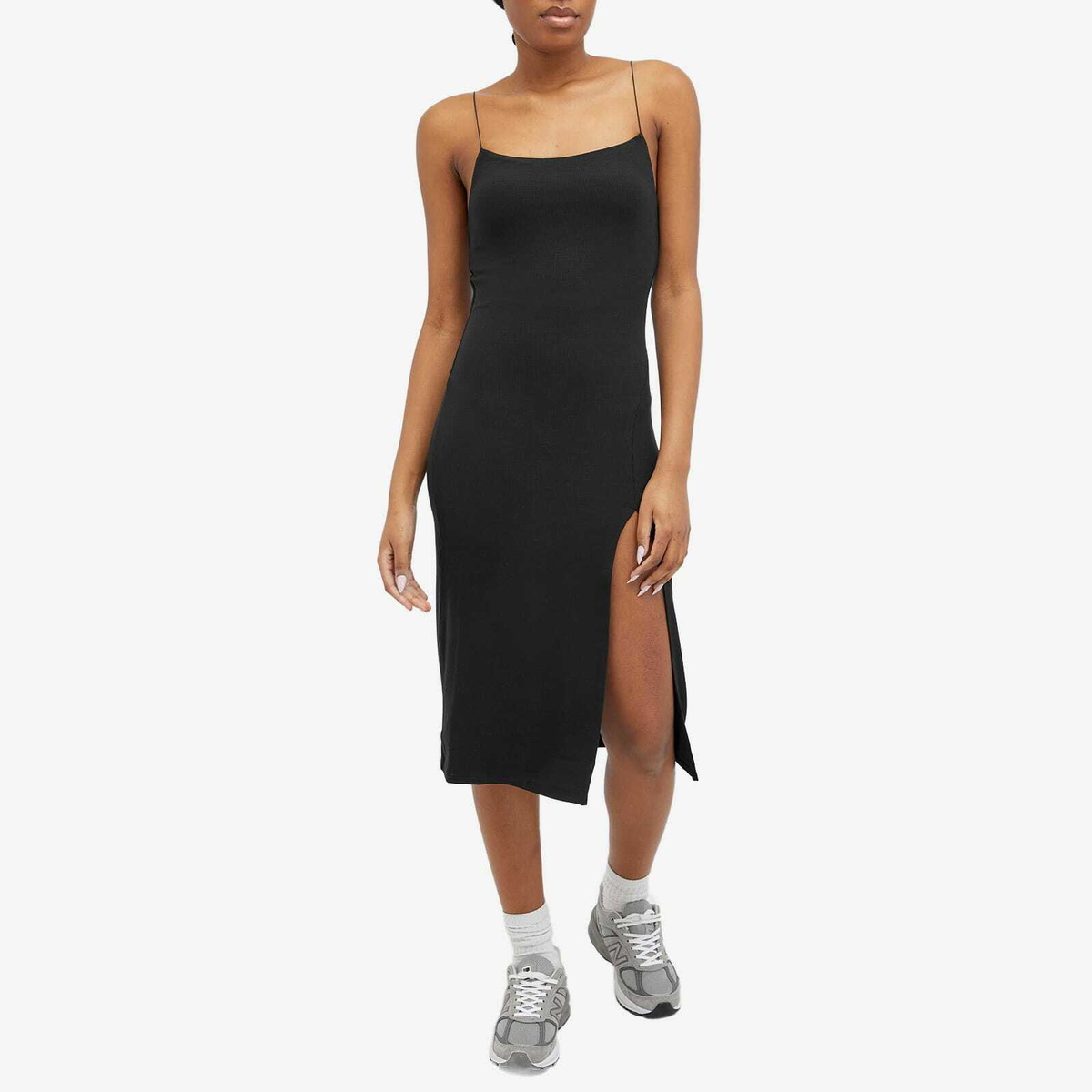 Joah Brown Women's Strappy Slit Midi Dress in Black