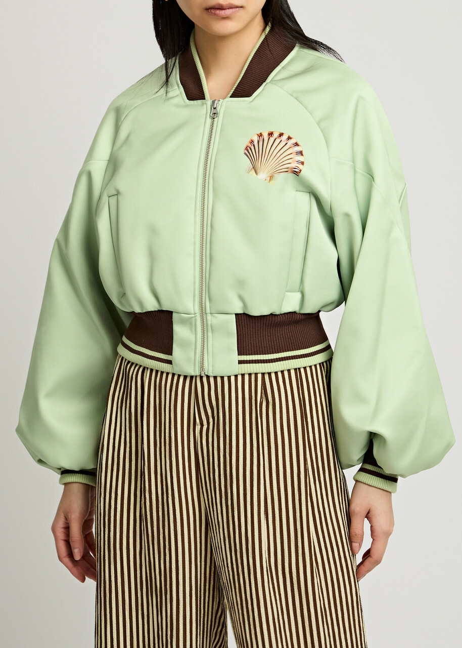 Alemais Opal Printed Satin Bomber Jacket Mint