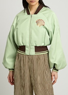 Alemais Opal Printed Satin Bomber Jacket Mint