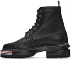 Thom Browne Black Longwing Hiking Sole Stripe Lace-Up Boots