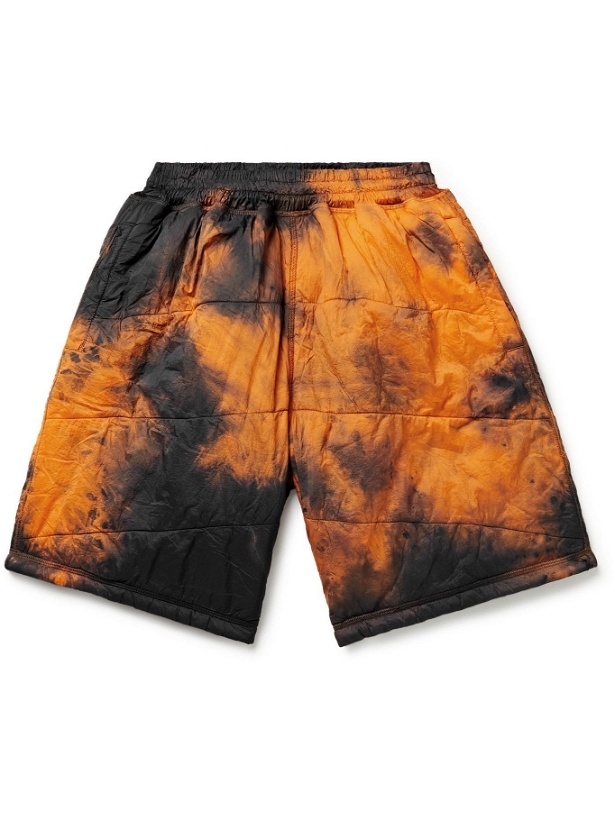 Photo: Aries - Quilted Padded Tie-Dyed Shell Shorts - Orange