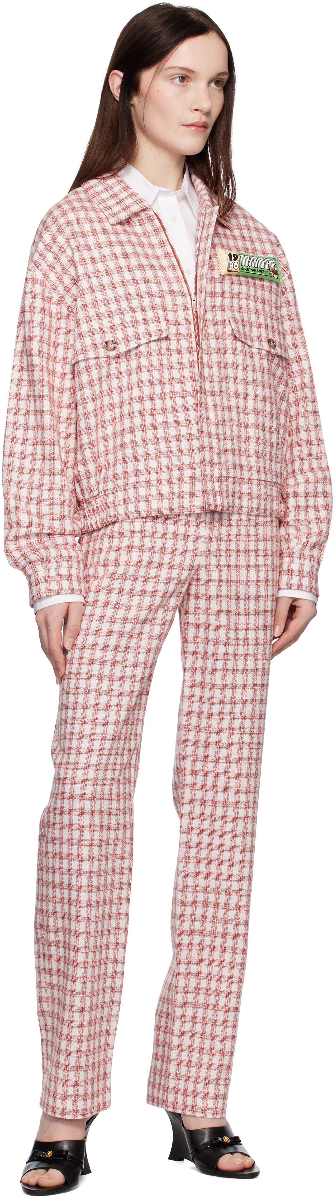 Moschino Jeans Red Viscose-Linen Check Jacket