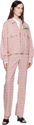 Moschino Jeans Red Viscose-Linen Check Jacket