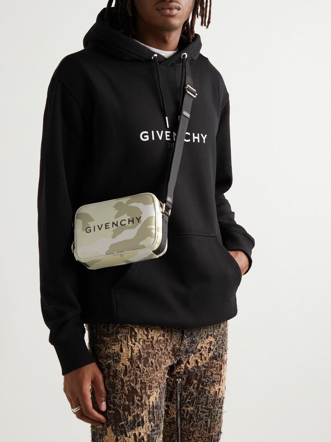 Givenchy - G-Essentials Logo- and Camouflage-Print Leather Messenger ...