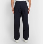 De Bonne Facture - Navy Pleated Brushed-Cotton Trousers - Blue