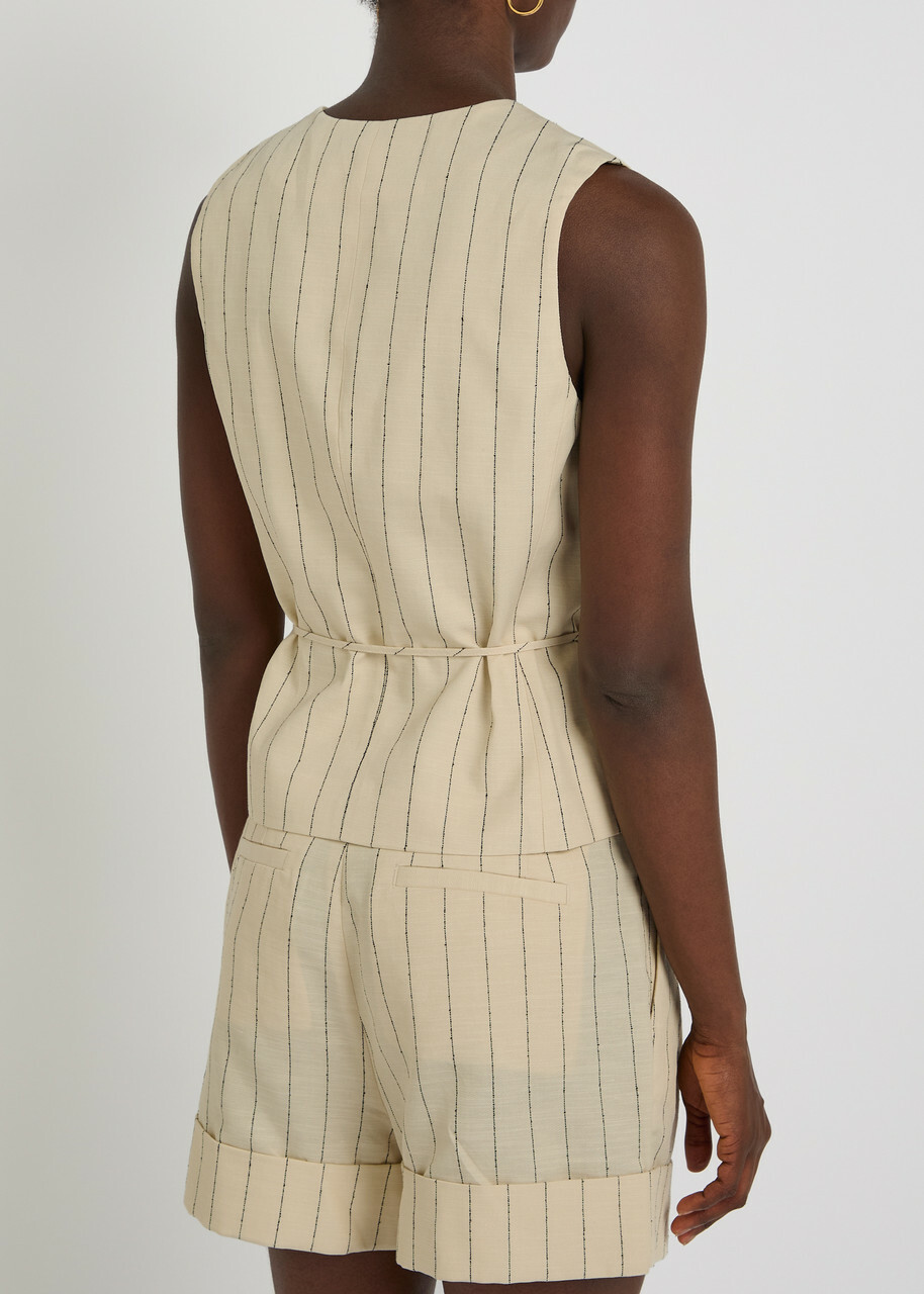Rag & Bone Paulette Pinstriped Woven Vest White