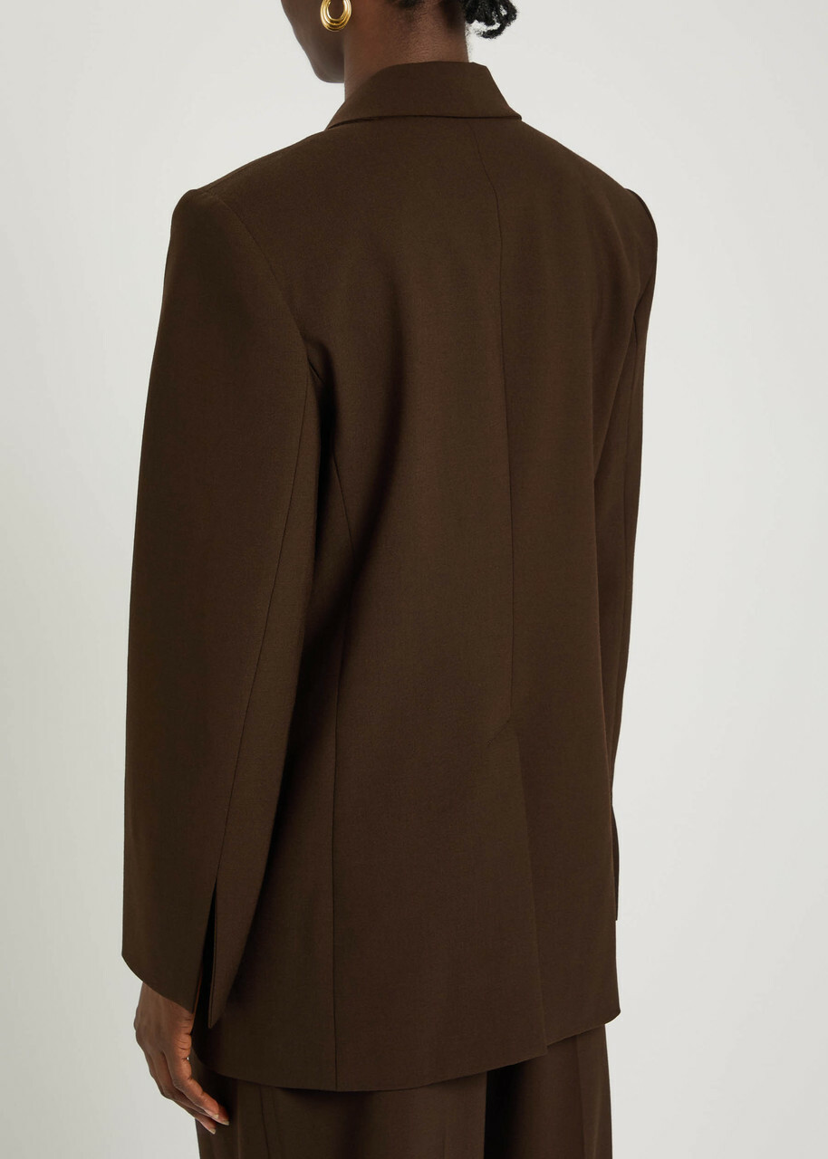 Esse Studios Onus Double-breasted Woven Blazer Bronze
