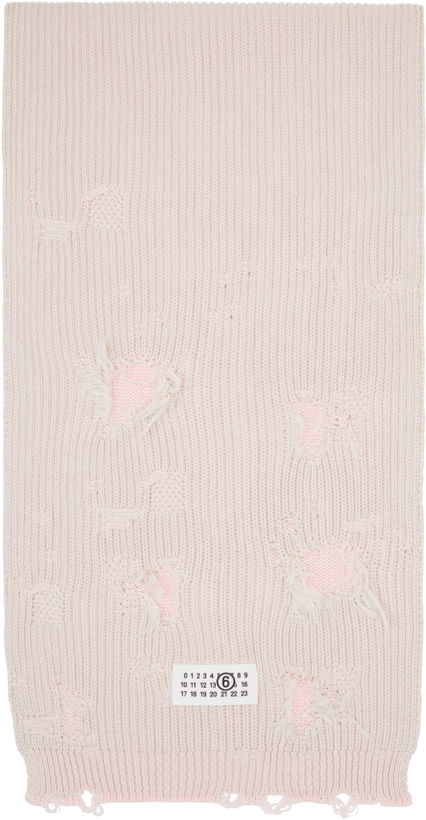 Photo: MM6 Maison Margiela Gray & Pink Amended Optical Ribs Scarf