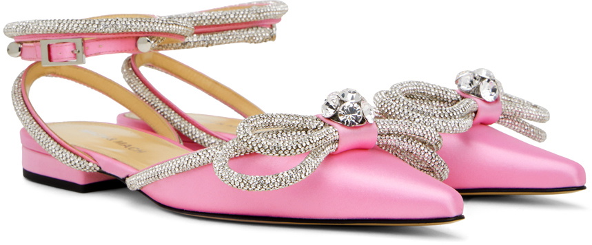 MACH & MACH Pink Double Bow Ballerina Flats