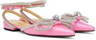 MACH & MACH Pink Double Bow Ballerina Flats