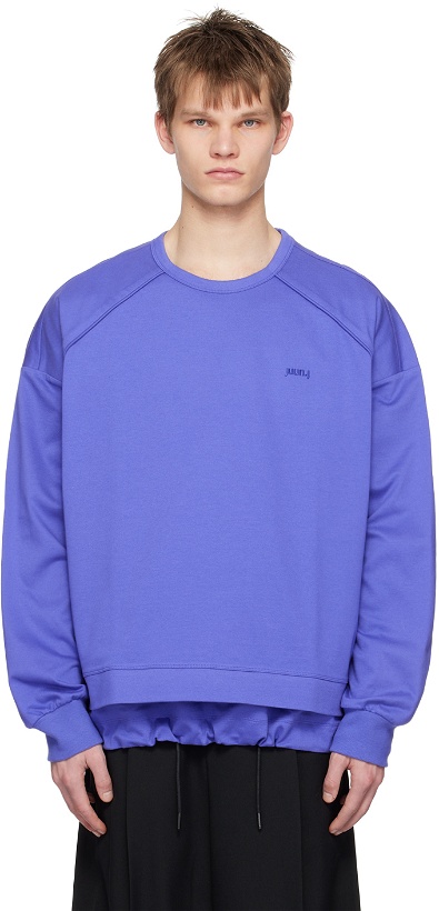 Photo: Juun.J Purple Paneled Sweatshirt