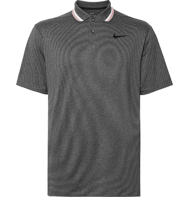 Photo: Nike Golf - Vapor Logo-Embroidered Striped Dri-FIT Golf Polo Shirt - Gray