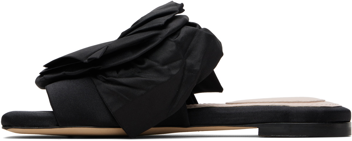 Simone Rocha Black Pressed Rosette Slides