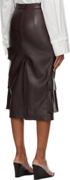 Olēnich Brown Cargo Faux-Leather Midi Skirt
