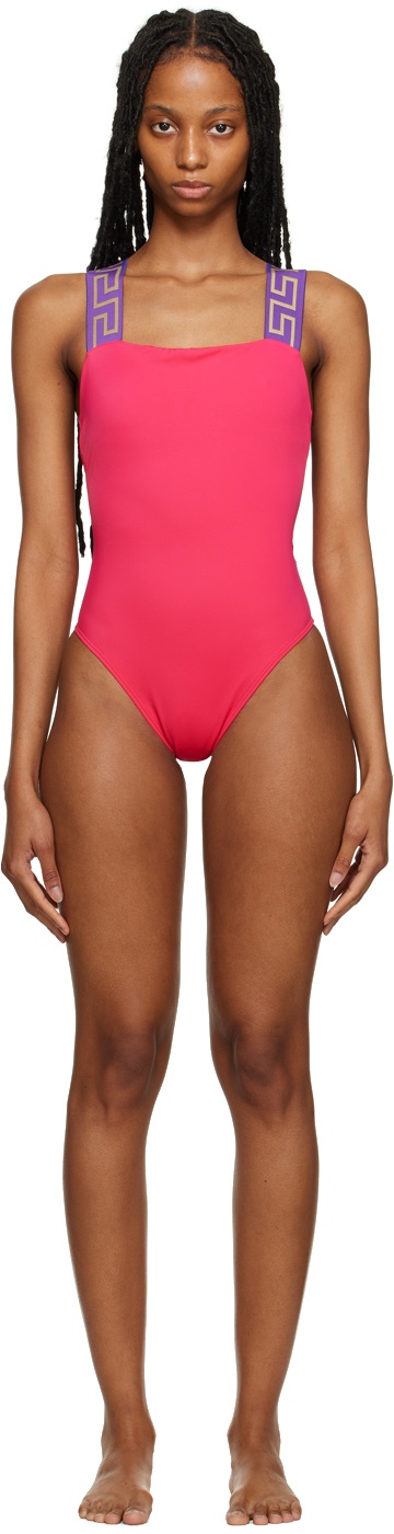 Photo: Versace Underwear Pink Greca One-Piece Swimsuit